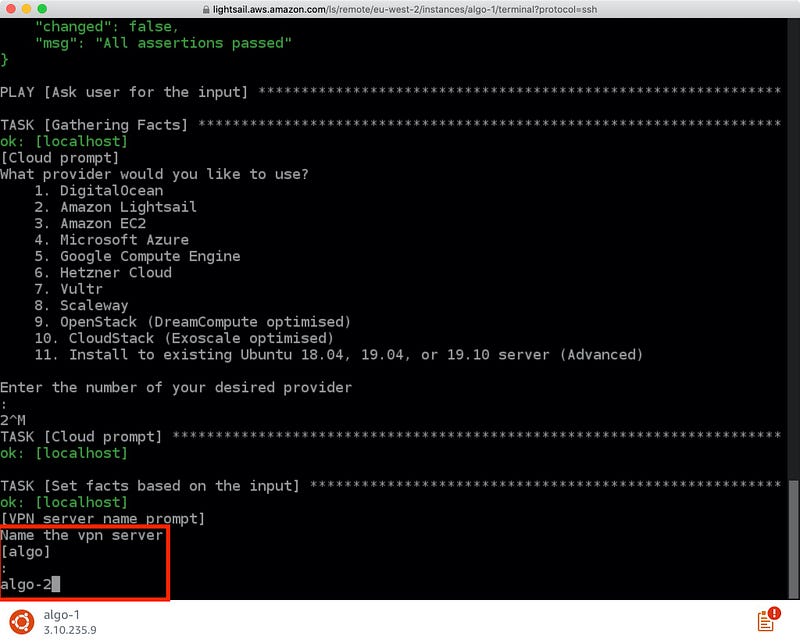 Choose VPN server name