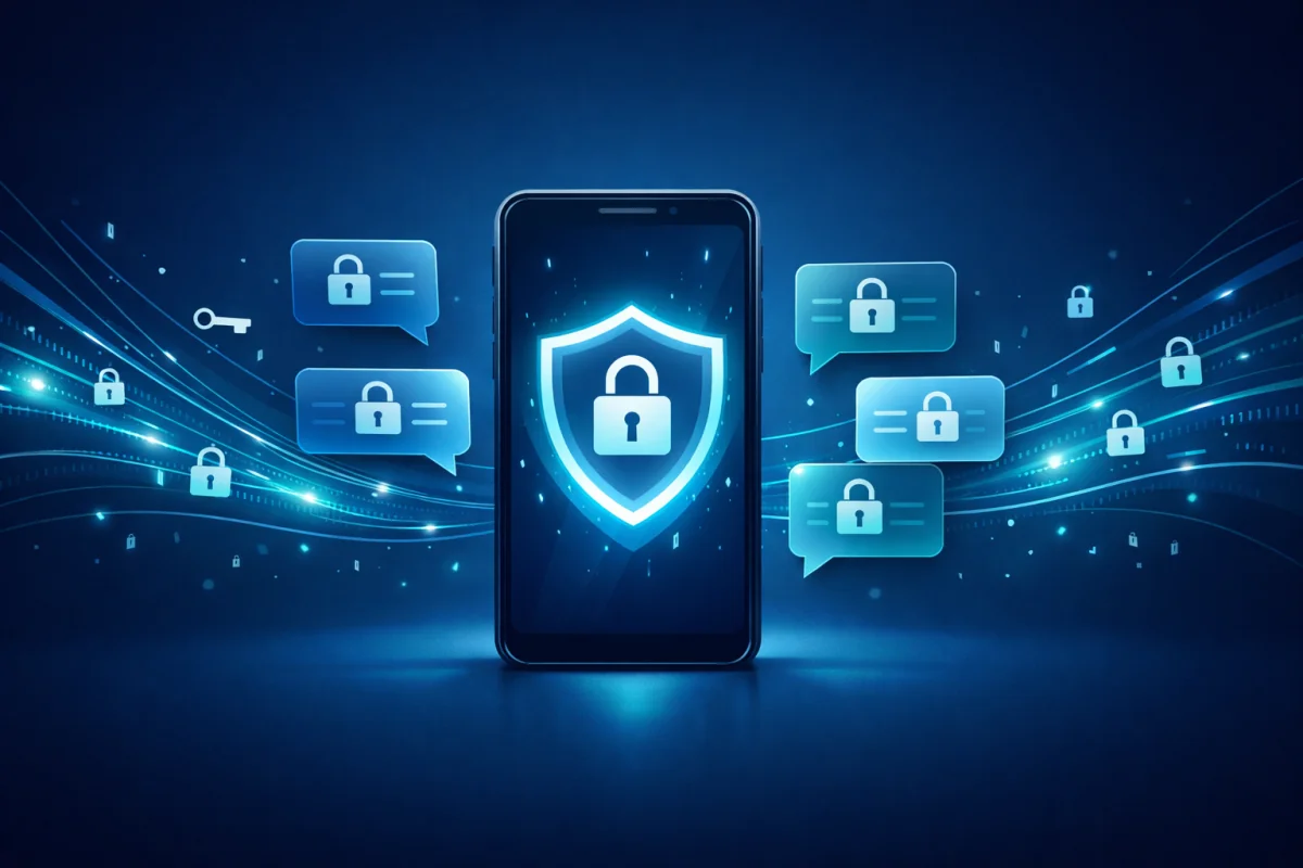 Secure messaging and end-to-end encryption concept illustration